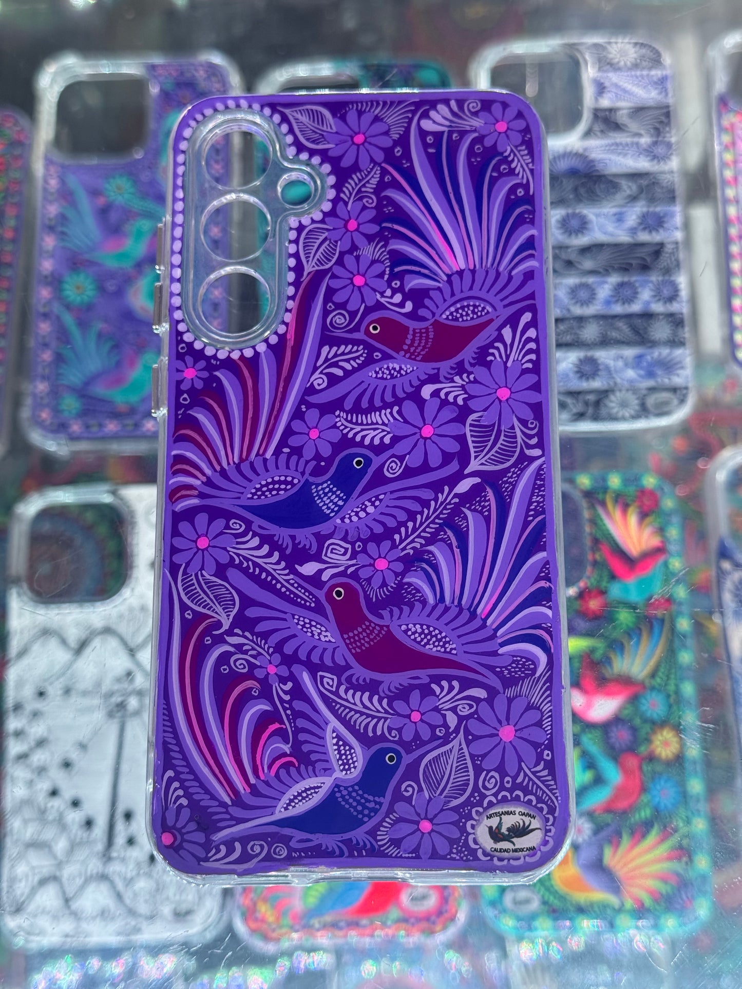 colibríes lilas con toques fluorescentes funda para Samsung