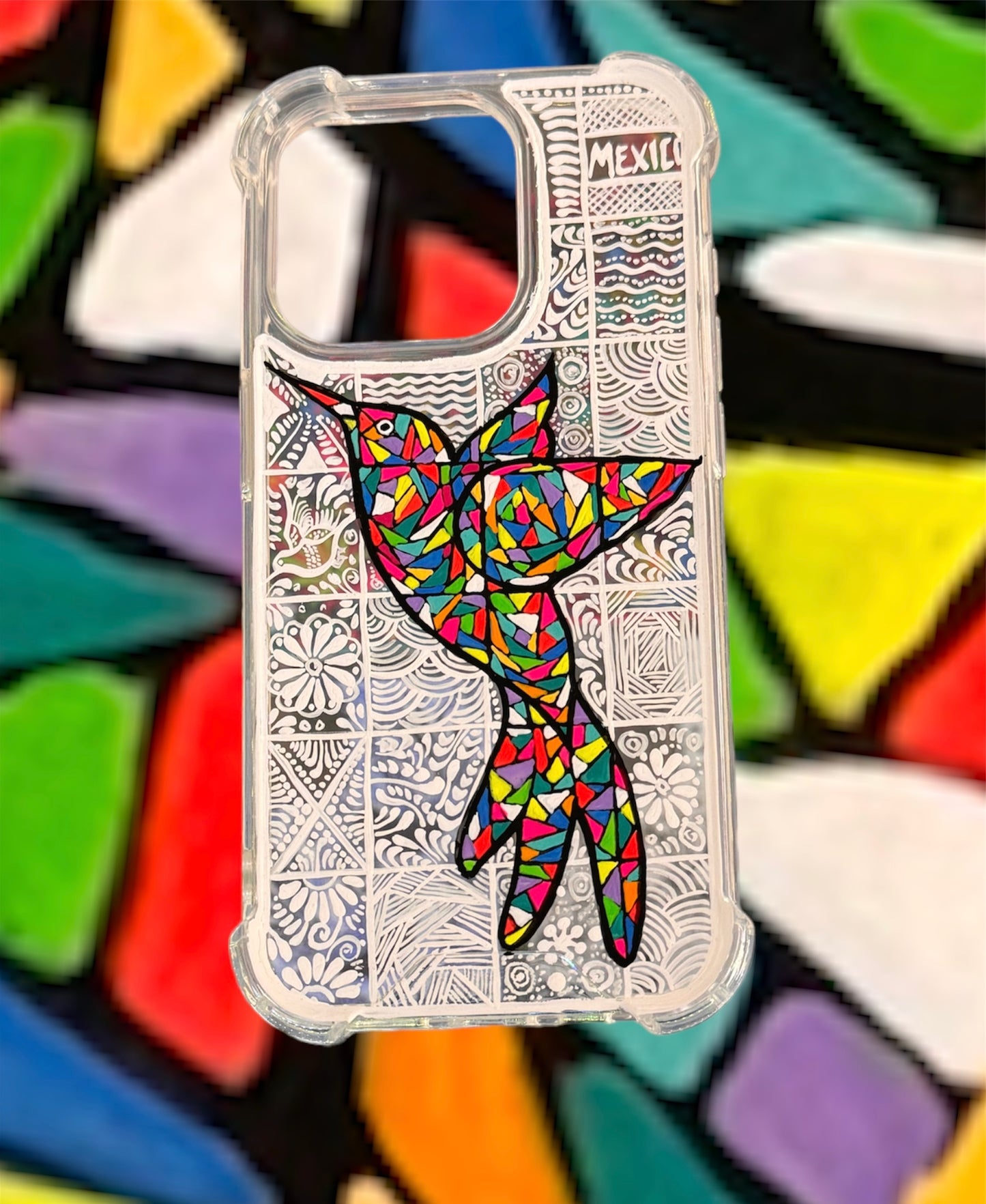 diseño de colibrí estilo vidriado funda de iPhone